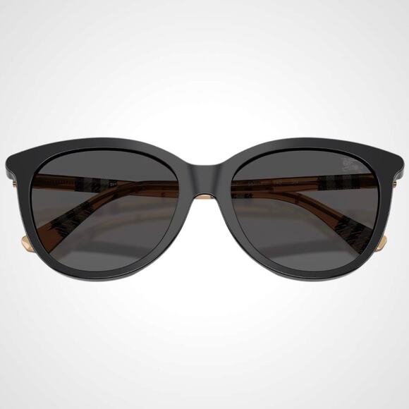 New Burberry Sunglasses Black Front Round Pantos Frame Checkered Arms Gray Lens main image 3